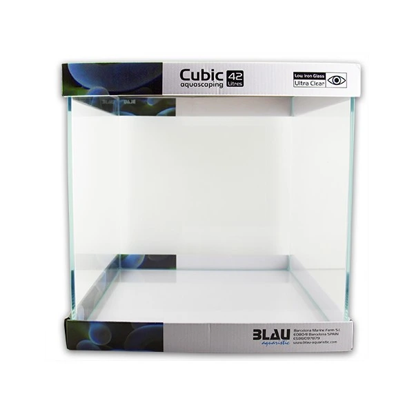 Blau Cubic Akvarium Aquascaping 42 L Optiwhite glas (35X35X35)
